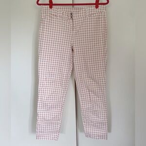 Pink and white gingham old navy ankle pixie pants